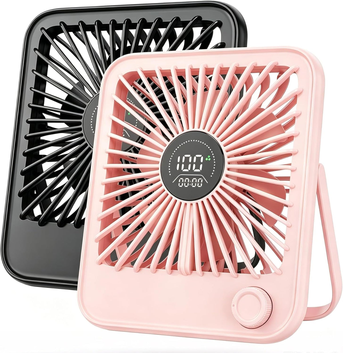 2 Pack Small Desk Fan, Rechargeable Quiet Portable Travel Fan