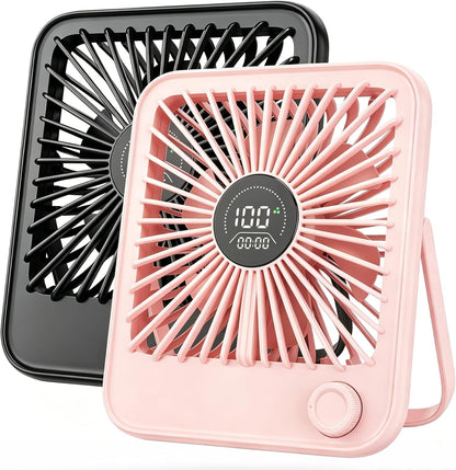 2 Pack Small Desk Fan, Rechargeable Quiet Portable Travel Fan