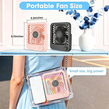 2 Pack Small Desk Fan, Rechargeable Quiet Portable Travel Fan