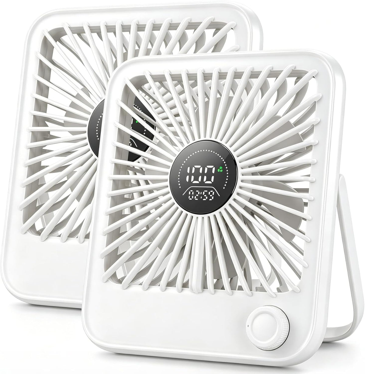 2 Pack Small Desk Fan, Rechargeable Quiet Portable Travel Fan