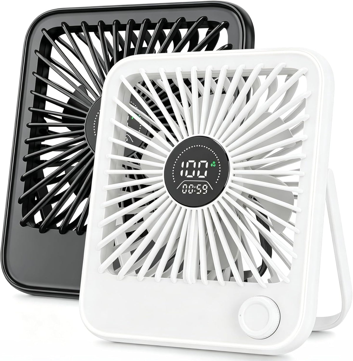2 Pack Small Desk Fan, Rechargeable Quiet Portable Travel Fan
