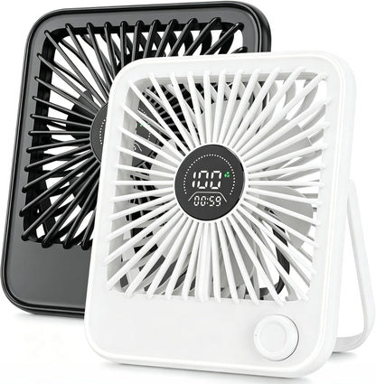 2 Pack Small Desk Fan, Rechargeable Quiet Portable Travel Fan