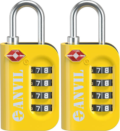 TSA Approved Luggage Lock - 4 Digit Combination, 10,000 Combinations, Easy-Read Password Window, Travel Lock for Suitcases, Backpacks, Gym & Student Lockers, Baggage