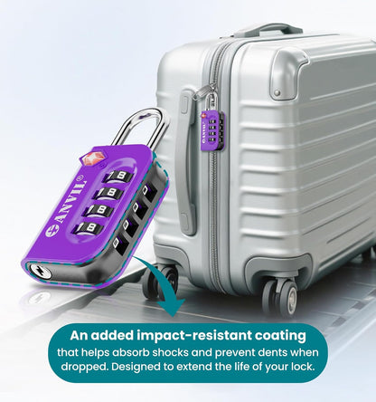 TSA Approved Luggage Lock - 4 Digit Combination, 10,000 Combinations, Easy-Read Password Window, Travel Lock for Suitcases, Backpacks, Gym & Student Lockers, Baggage