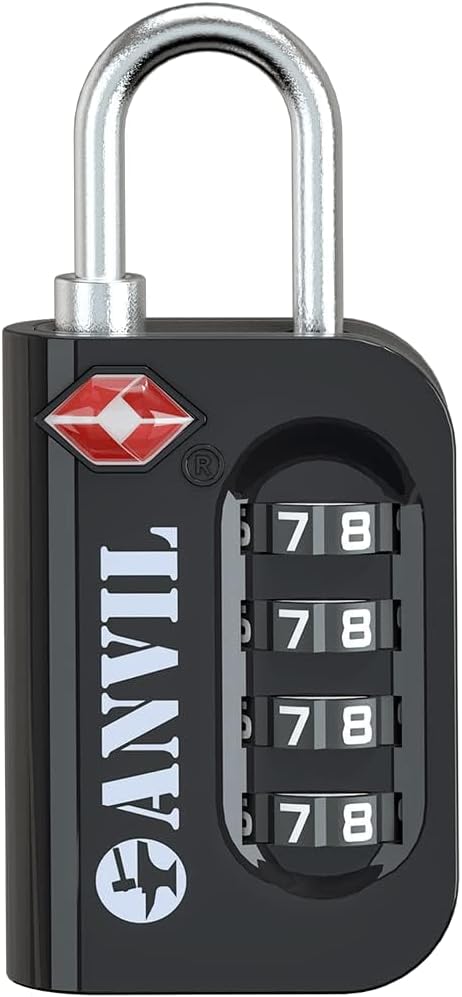 TSA Approved Luggage Lock - 4 Digit Combination, 10,000 Combinations, Easy-Read Password Window, Travel Lock for Suitcases, Backpacks, Gym & Student Lockers, Baggage