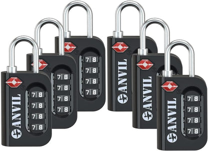 TSA Approved Luggage Lock - 4 Digit Combination, 10,000 Combinations, Easy-Read Password Window, Travel Lock for Suitcases, Backpacks, Gym & Student Lockers, Baggage