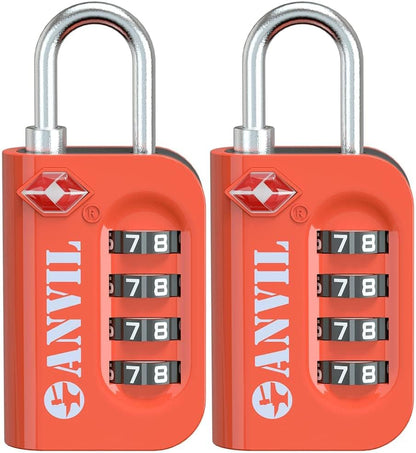 TSA Approved Luggage Lock - 4 Digit Combination, 10,000 Combinations, Easy-Read Password Window, Travel Lock for Suitcases, Backpacks, Gym & Student Lockers, Baggage