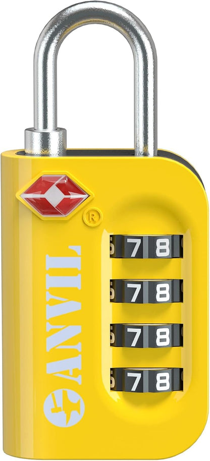 TSA Approved Luggage Lock - 4 Digit Combination, 10,000 Combinations, Easy-Read Password Window, Travel Lock for Suitcases, Backpacks, Gym & Student Lockers, Baggage