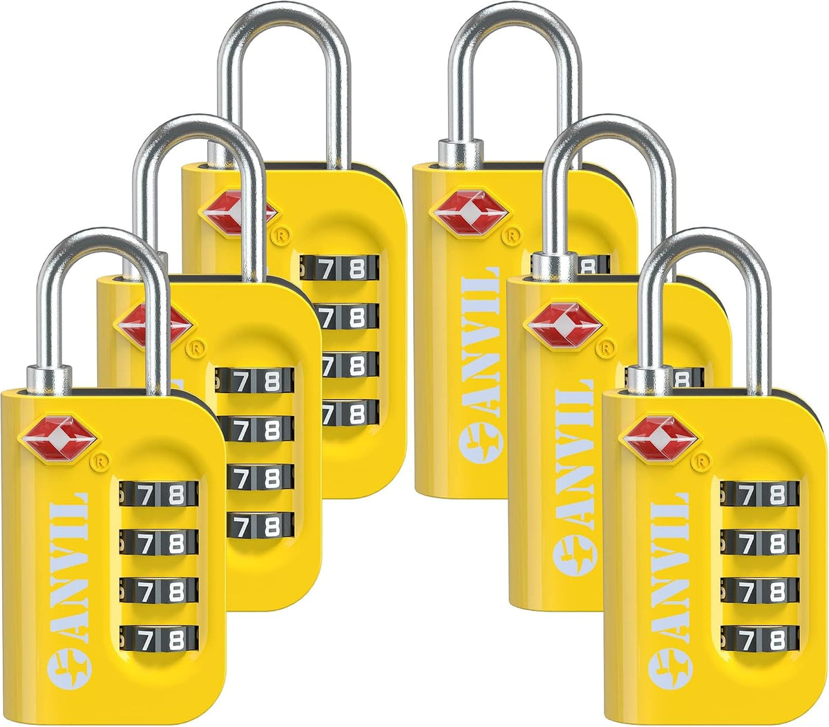 TSA Approved Luggage Lock - 4 Digit Combination, 10,000 Combinations, Easy-Read Password Window, Travel Lock for Suitcases, Backpacks, Gym & Student Lockers, Baggage