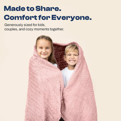 Travel Blanket & Pillow 68x42 - Premium Ultra-Soft Microfleece 2 in 1 Compact & Packable Flight Blanket with Soft Bag Pillowcase, Hand Luggage Sleeve and Backpack Clip (Light Pink)