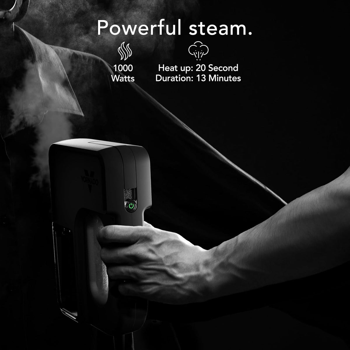 Passport Handheld Travel Garment Steamer with Integrated Hanger, 1000 Watts, 7.3 oz Tank, 13 Minutes Continuous Steam, 20 Second Heat-Up, Portable Clothes Steamer, Phantom