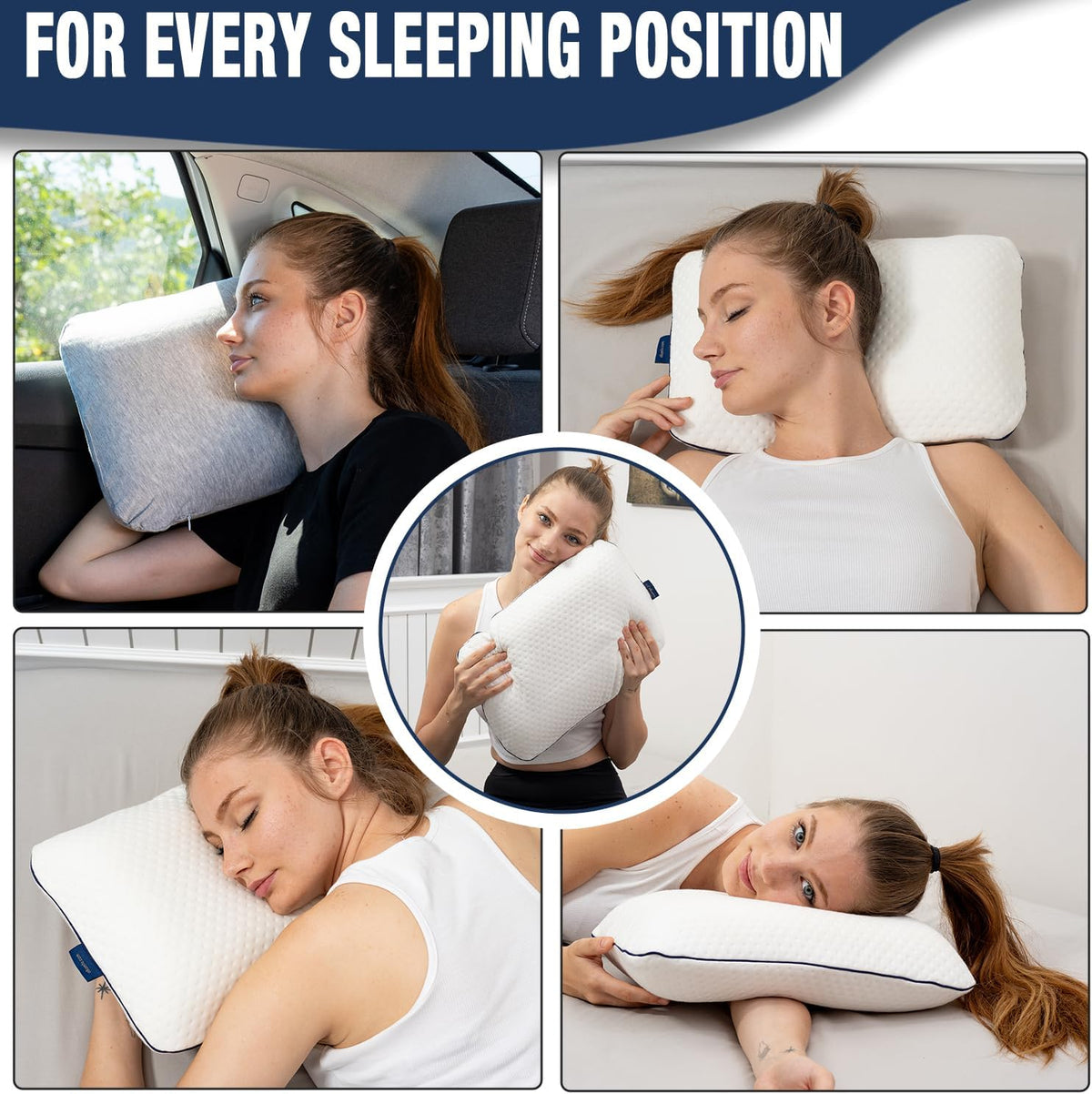 Travel & Camping Comfortable Memory Foam Pillow – Easy to Carry Portable Bag – Temperature Regulating Pillow Case
