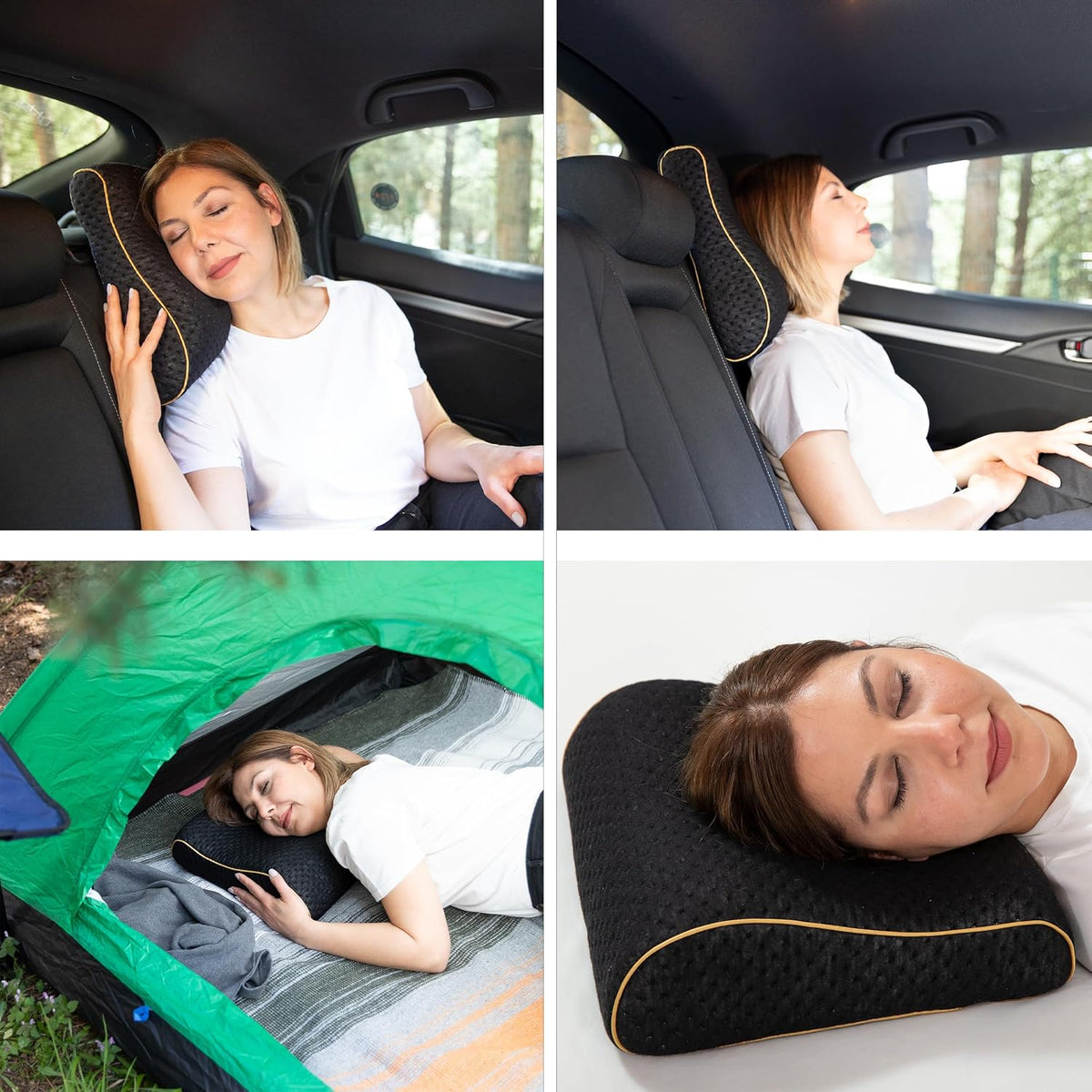 Travel & Camping Comfortable Memory Foam Pillow – Easy to Carry Portable Bag – Temperature Regulating Pillow Case