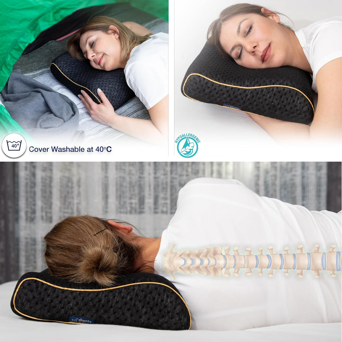 Travel & Camping Comfortable Memory Foam Pillow – Easy to Carry Portable Bag – Temperature Regulating Pillow Case