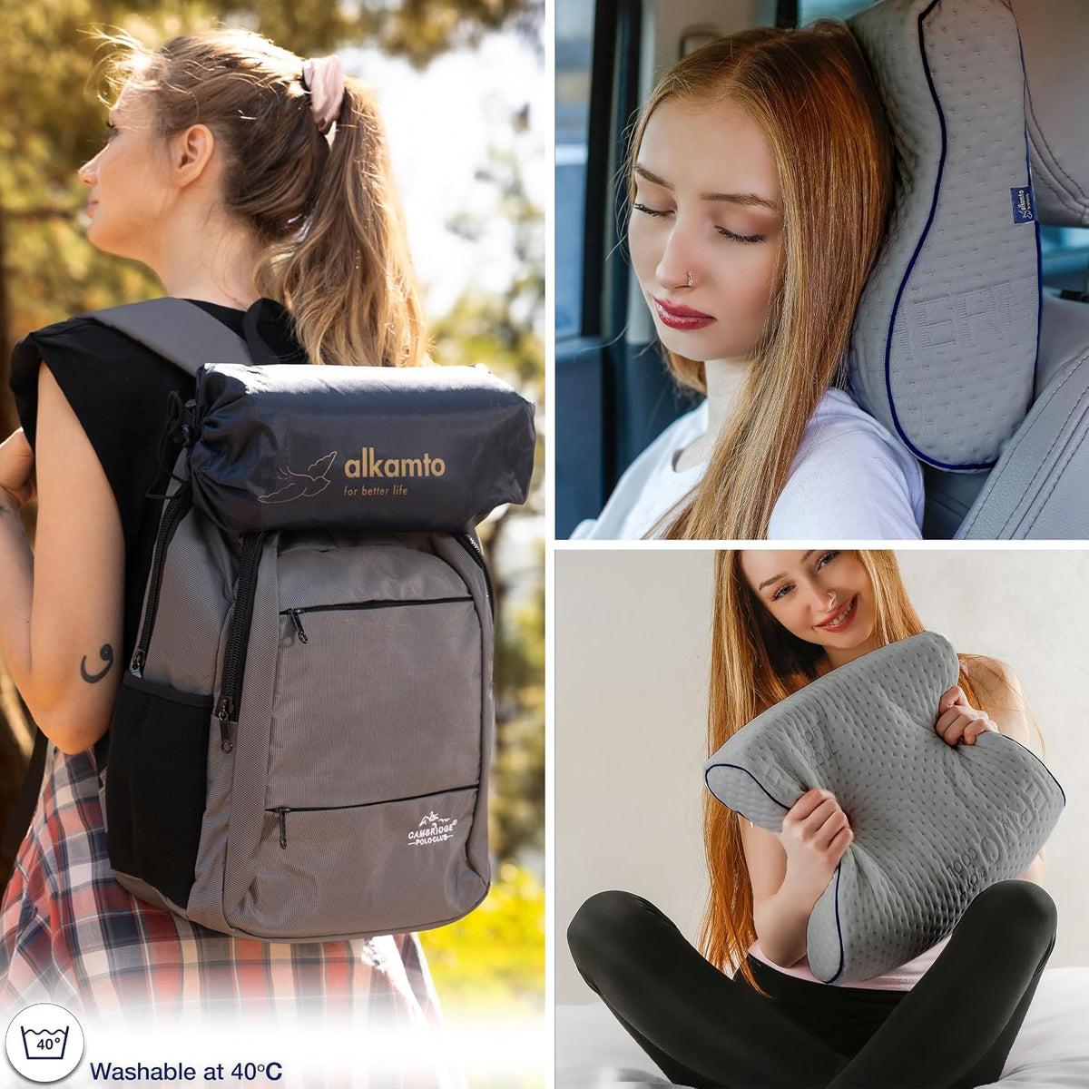 Travel & Camping Comfortable Memory Foam Pillow – Easy to Carry Portable Bag – Temperature Regulating Pillow Case