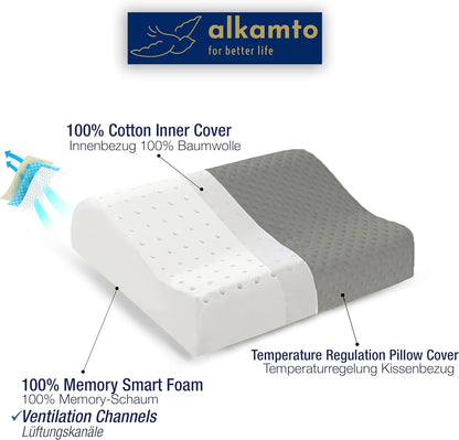 Travel & Camping Comfortable Memory Foam Pillow – Easy to Carry Portable Bag – Temperature Regulating Pillow Case