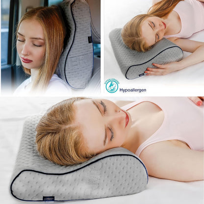 Travel & Camping Comfortable Memory Foam Pillow – Easy to Carry Portable Bag – Temperature Regulating Pillow Case