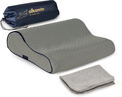 Travel & Camping Comfortable Memory Foam Pillow – Easy to Carry Portable Bag – Temperature Regulating Pillow Case