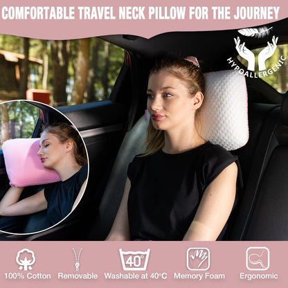 Travel & Camping Comfortable Memory Foam Pillow – Easy to Carry Portable Bag – Temperature Regulating Pillow Case