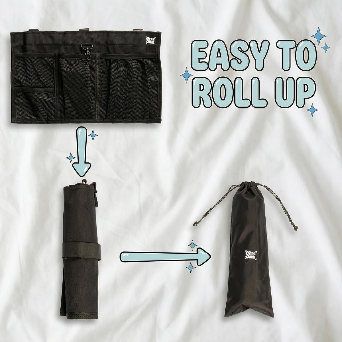 Airplane Seat Organizer to Clip onto Airplane Seat Pocket | Travel Essentials Accessory with Improved Universal Compatibility (15 x 9 Inches)