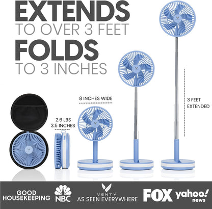 VENTY Portable Fan - Wireless Battery Operated Fan - 4 Speeds - LED Lighting - Carry Case & Remote Control - Cruise Travel - Outdoor Travel RV Power Bank With USB-C Port (Black with Case)