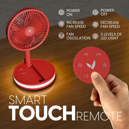 VENTY Portable Fan - Wireless Battery Operated Fan - 4 Speeds - LED Lighting - Carry Case & Remote Control - Cruise Travel - Outdoor Travel RV Power Bank With USB-C Port (Black with Case)