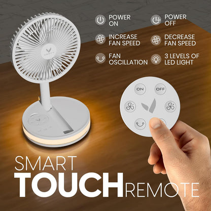 VENTY Portable Fan - Wireless Battery Operated Fan - 4 Speeds - LED Lighting - Carry Case & Remote Control - Cruise Travel - Outdoor Travel RV Power Bank With USB-C Port (Black with Case)