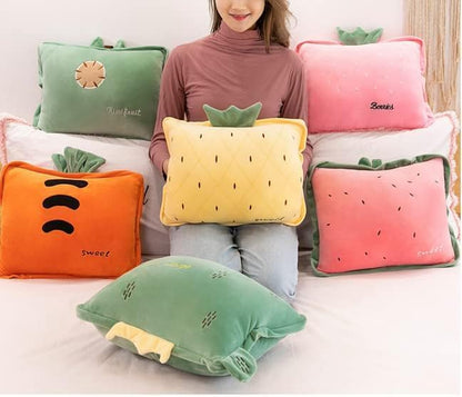 15inch Pink Strawberry Stuffed Fruit Travel Pillow Blanket,Travel Set