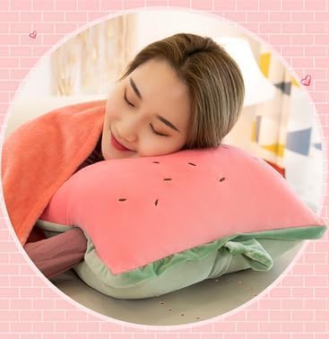 15inch Pink Strawberry Stuffed Fruit Travel Pillow Blanket,Travel Set