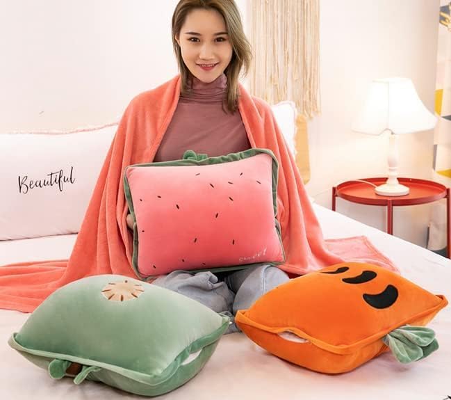 15inch Pink Strawberry Stuffed Fruit Travel Pillow Blanket,Travel Set