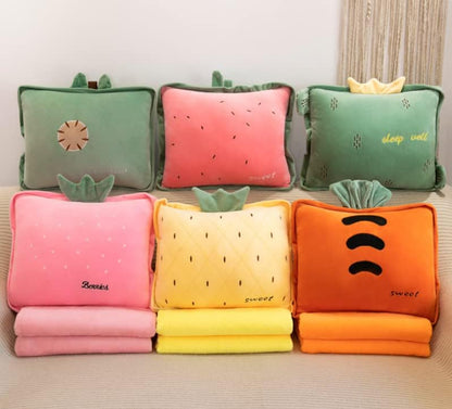 15inch Pink Strawberry Stuffed Fruit Travel Pillow Blanket,Travel Set
