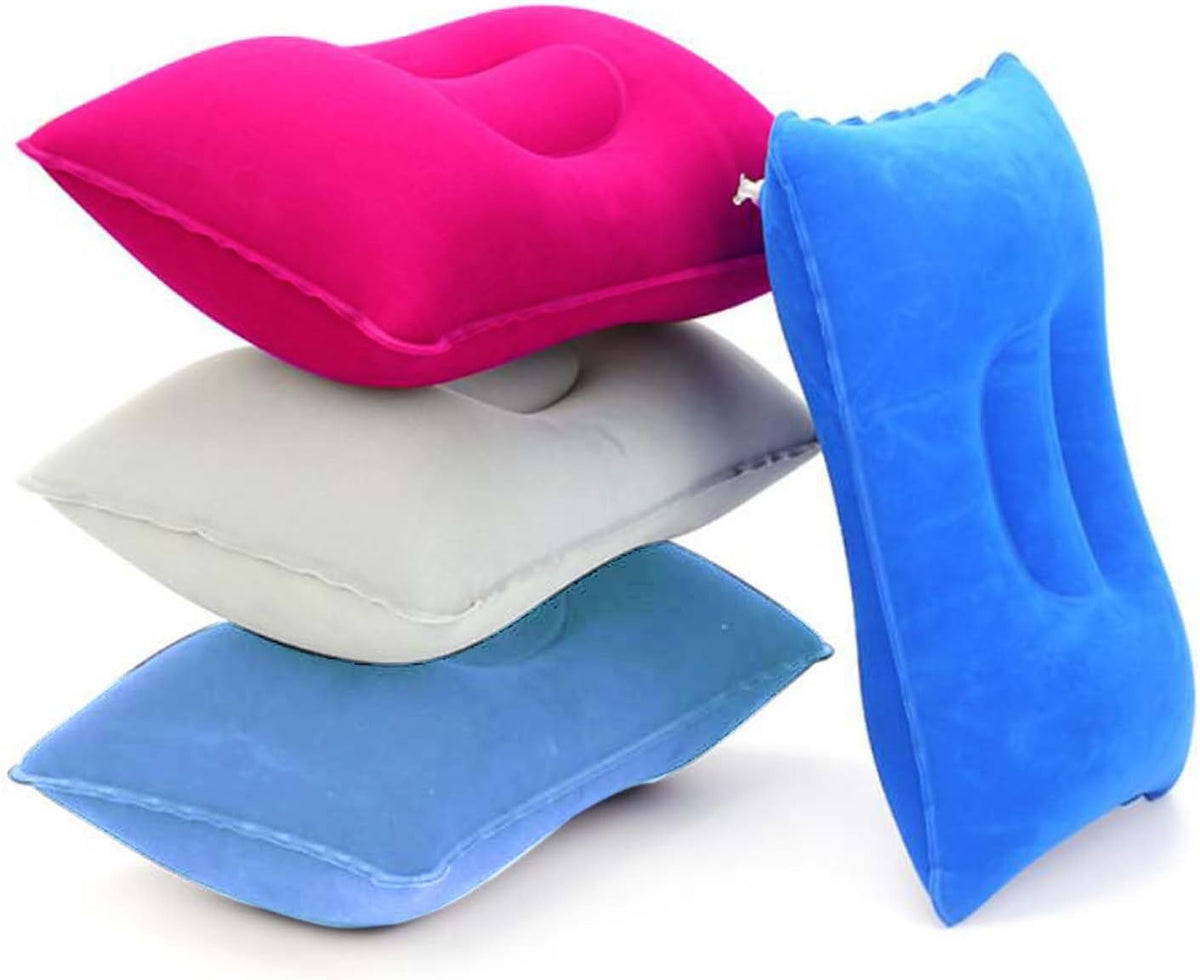 2Pack Ultralight A4 Size Inflatable Travel Pillow, Small Squared Flocked Fabric Air Pillow for Traveling, Holiday Trip, Hiking, Camping,Napping,Neck Lumbar Support(Gray)