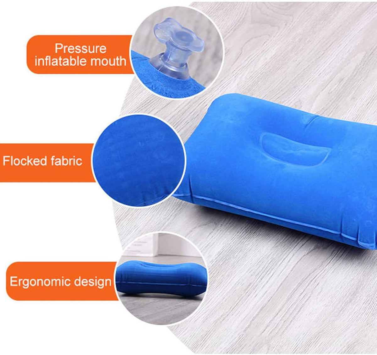 2Pack Ultralight A4 Size Inflatable Travel Pillow, Small Squared Flocked Fabric Air Pillow for Traveling, Holiday Trip, Hiking, Camping,Napping,Neck Lumbar Support(Gray)