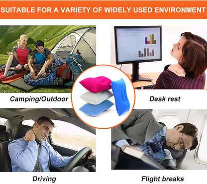2Pack Ultralight A4 Size Inflatable Travel Pillow, Small Squared Flocked Fabric Air Pillow for Traveling, Holiday Trip, Hiking, Camping,Napping,Neck Lumbar Support(Gray)