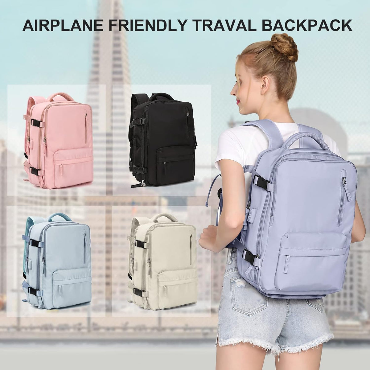 Vacuum Seal Backpack for Travel with Air Pump Compression Vacpack Carry on Flight Approved Daypack Laptop Space Saver Bags Storage with Vacuum System 18x14x8 inches Travel Bag Women Men Black - Colors A