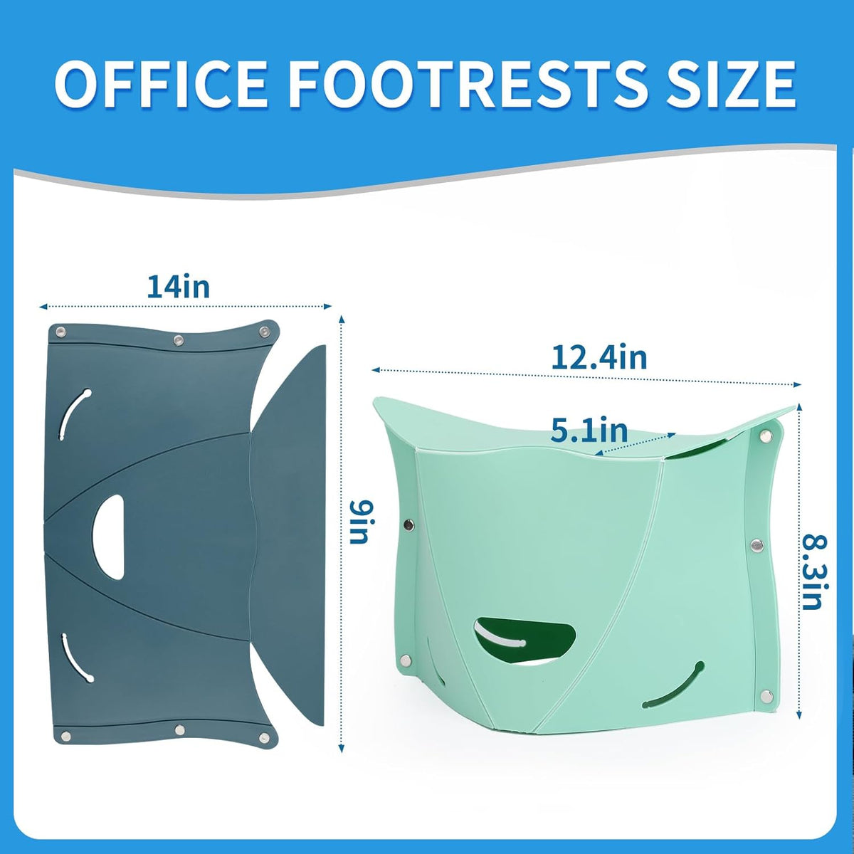 Travel Foot Rest for Airplane & Office - Portable Under Desk Foot Stool, Relieves Back & Knee Pain, Comfort for Long Flights, Cars, Subways & Trains - 2 Pack (Blue & Green)