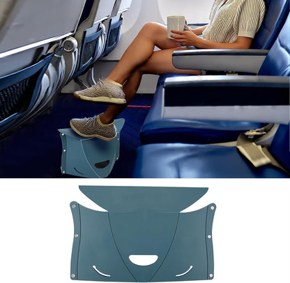 Travel Foot Rest for Airplane & Office - Portable Under Desk Foot Stool, Relieves Back & Knee Pain, Comfort for Long Flights, Cars, Subways & Trains - 2 Pack (Blue & Green)