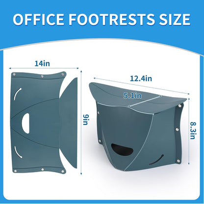 Travel Foot Rest for Airplane & Office - Portable Under Desk Foot Stool, Relieves Back & Knee Pain, Comfort for Long Flights, Cars, Subways & Trains - 2 Pack (Blue & Green)