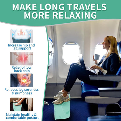 Travel Foot Rest for Airplane & Office - Portable Under Desk Foot Stool, Relieves Back & Knee Pain, Comfort for Long Flights, Cars, Subways & Trains - 2 Pack (Blue & Green)