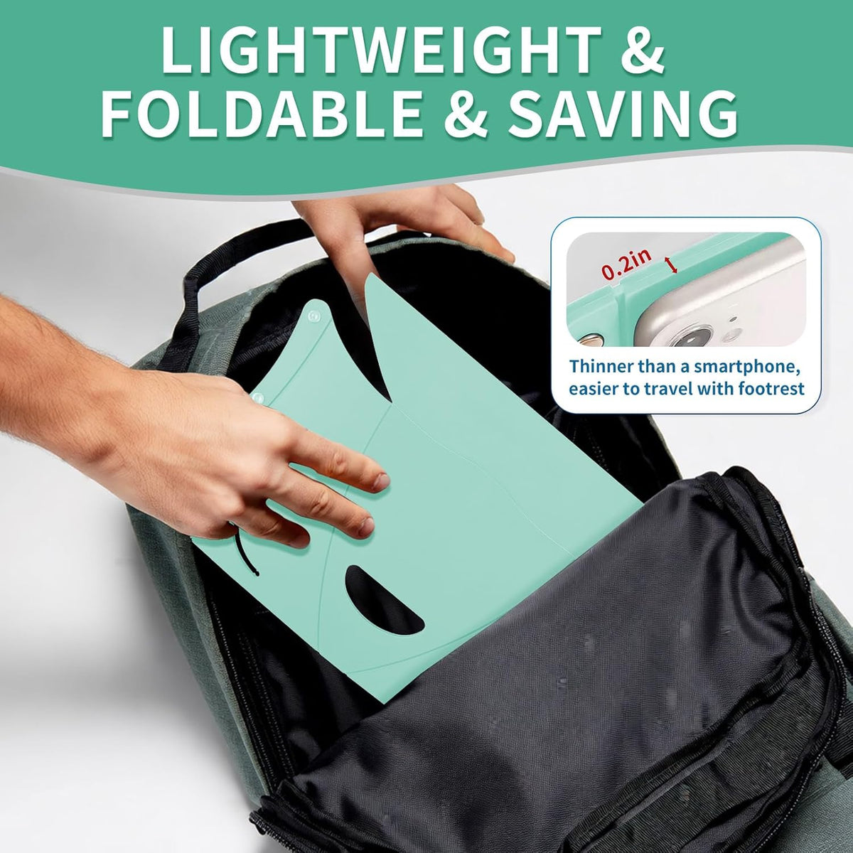 Travel Foot Rest for Airplane & Office - Portable Under Desk Foot Stool, Relieves Back & Knee Pain, Comfort for Long Flights, Cars, Subways & Trains - 2 Pack (Blue & Green)