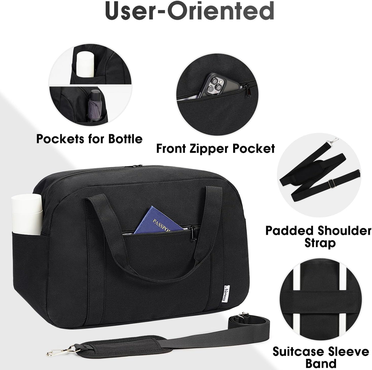 Carry on Duffle Bag Underseat for Airplane, Personal Item Travel Bag