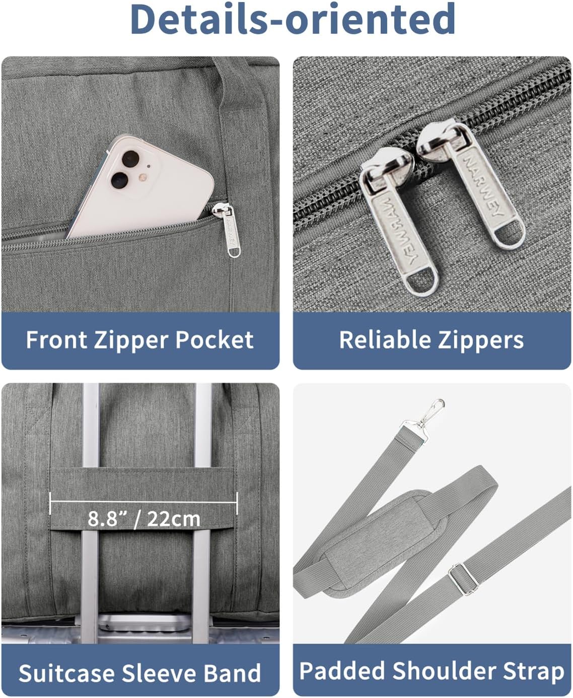 Carry on Duffle Bag Underseat for Airplane, Personal Item Travel Bag