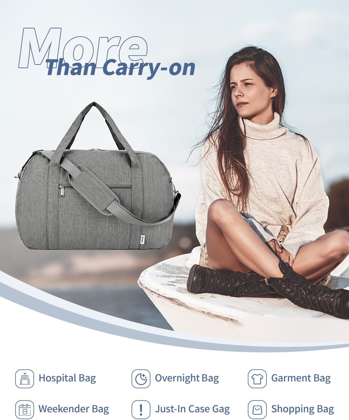 Carry on Duffle Bag Underseat for Airplane, Personal Item Travel Bag