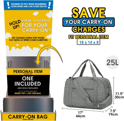 Carry on Duffle Bag Underseat for Airplane, Personal Item Travel Bag