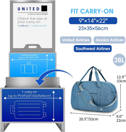 Carry on Duffle Bag Underseat for Airplane, Personal Item Travel Bag