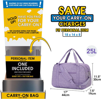 Carry on Duffle Bag Underseat for Airplane, Personal Item Travel Bag