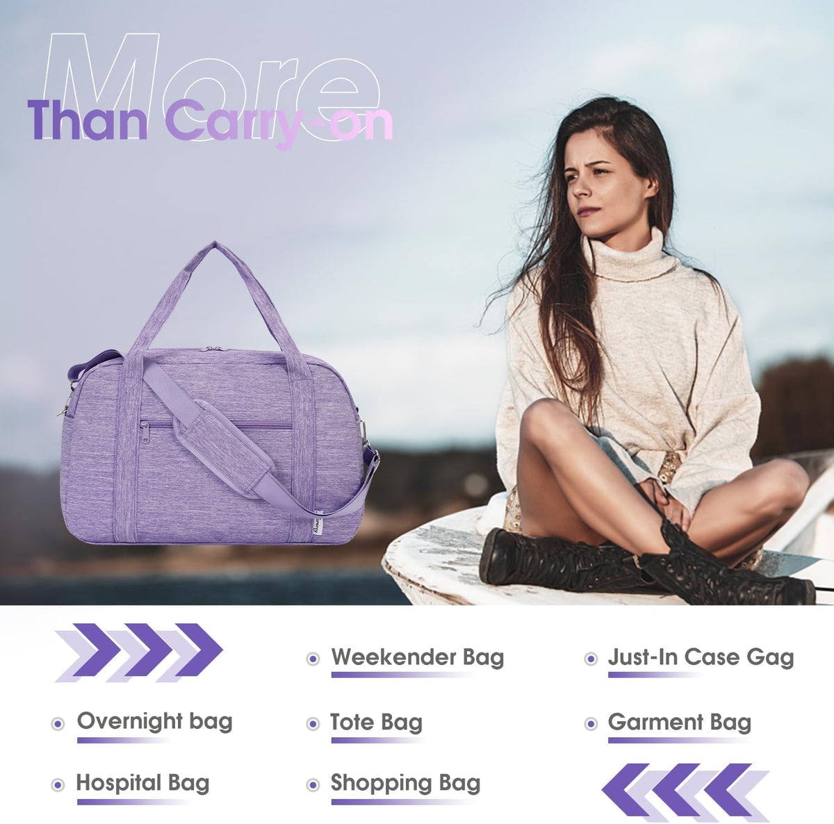 Carry on Duffle Bag Underseat for Airplane, Personal Item Travel Bag