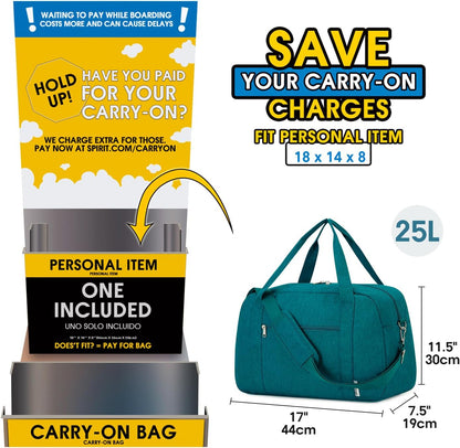 Carry on Duffle Bag Underseat for Airplane, Personal Item Travel Bag