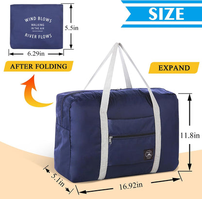 Foldable Travel Duffel Bag Tote Carry on Luggage Bag Spirit Airlines Personal item Sports Gym Bag Water Resistant Weekender Overnight Bags for Women and Men (Blue)