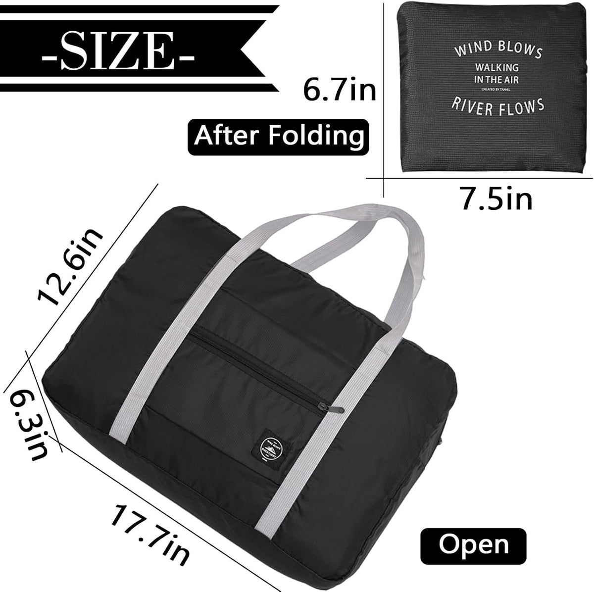 Foldable Travel Duffel Bag Tote Carry on Luggage Bag Spirit Airlines Personal item Sports Gym Bag Water Resistant Weekender Overnight Bags for Women and Men (Blue)
